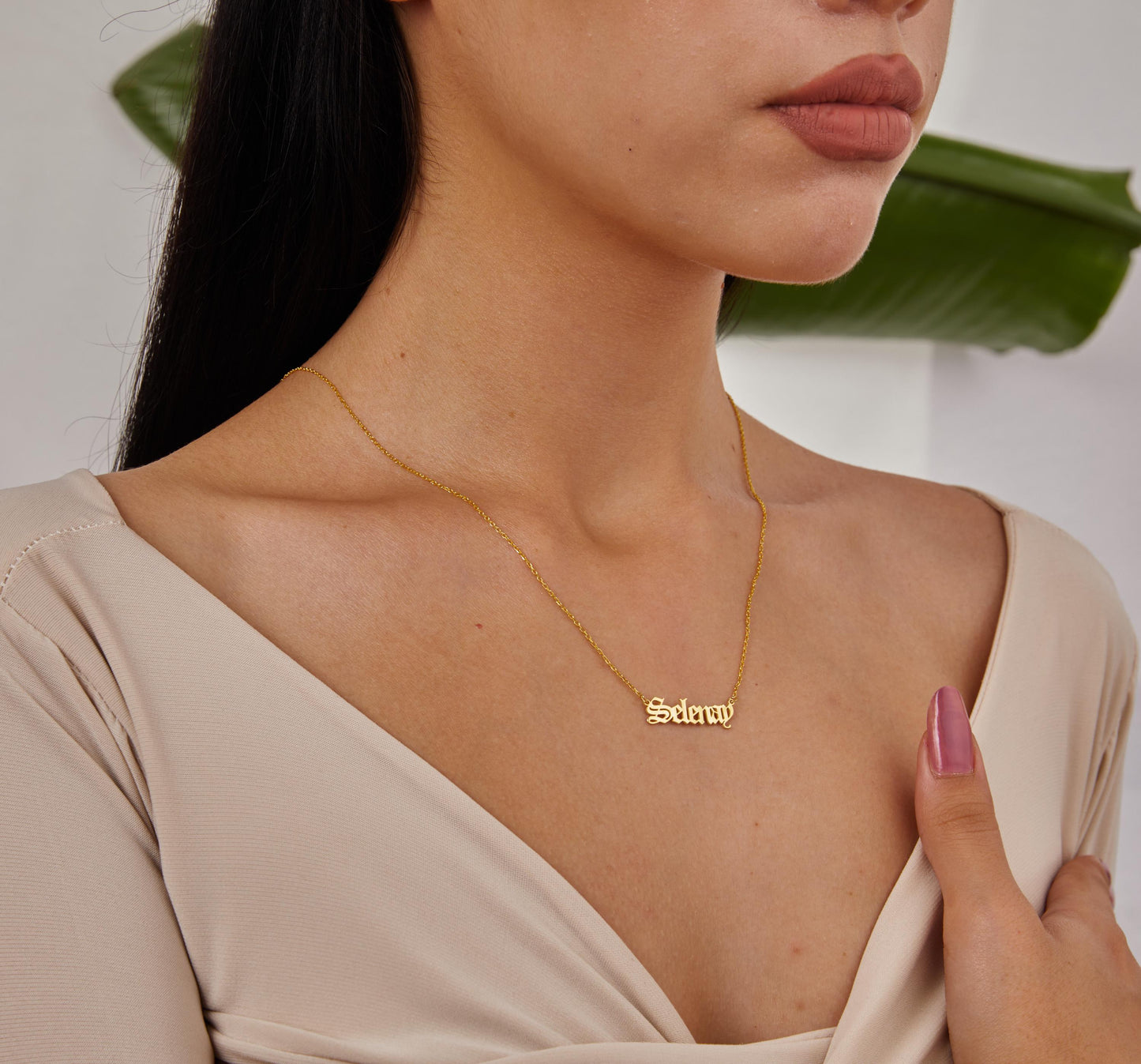 14K Gold Name Necklace, Personalized Name Jewelry, Custom Name Necklace, Solid Gold Pendant, Halloween Gift, Christmas Trend Jewelry-1803008611