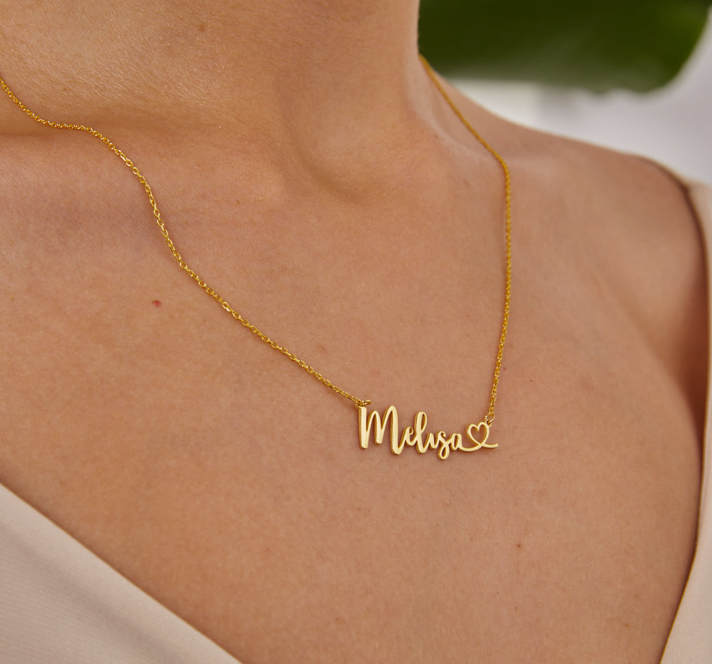 Gold Heart and Name Jewelry, Custom Name Plate, 14K Gold Handwritten Name Necklace, Personalized Love Jewelry, Christmas Gifts For Mother-1782358224