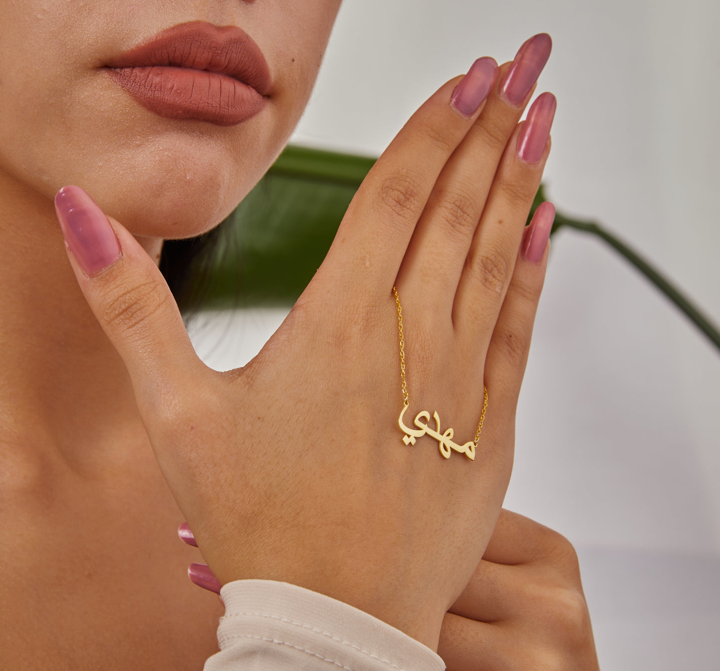 14K Gold Arabic Name Necklace, Personalized Name Jewelry, Custom Arabic Necklace, Solid Gold Pendant, Halloween Gift, Christmas Gold Jewelry-1788809408
