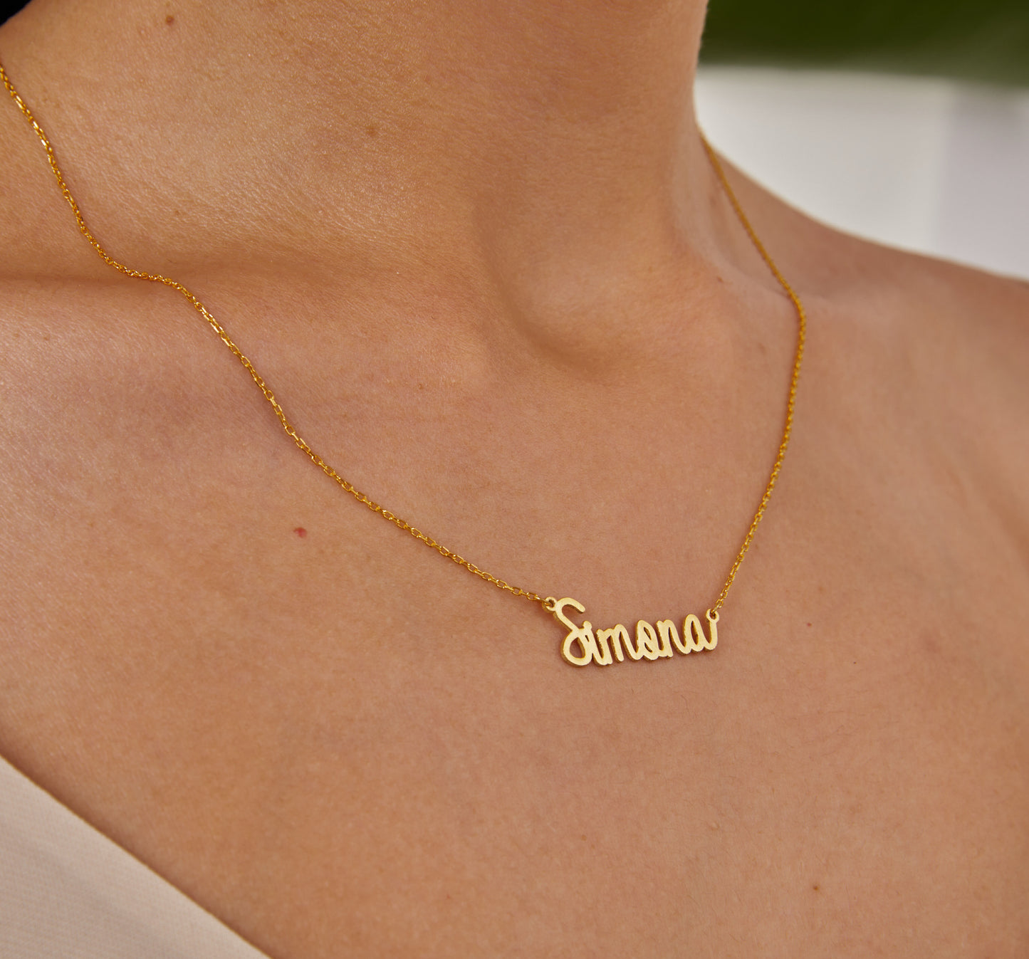 14K Solid Gold Custom Name Necklace, Personalized Jewelry, Handwritten Name Plate, Jewelry For Mom, Real Gold Necklace, Chic Christmas Gifts-1797039039