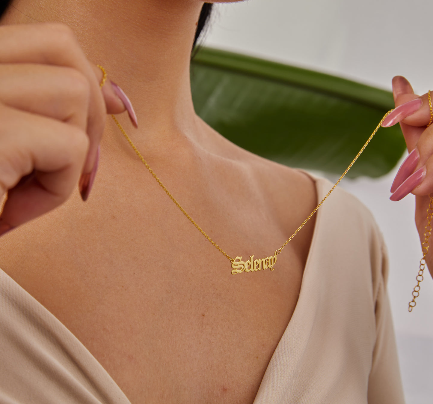 14K Gold Name Necklace, Personalized Name Jewelry, Custom Name Necklace, Solid Gold Pendant, Halloween Gift, Christmas Trend Jewelry-1803008611