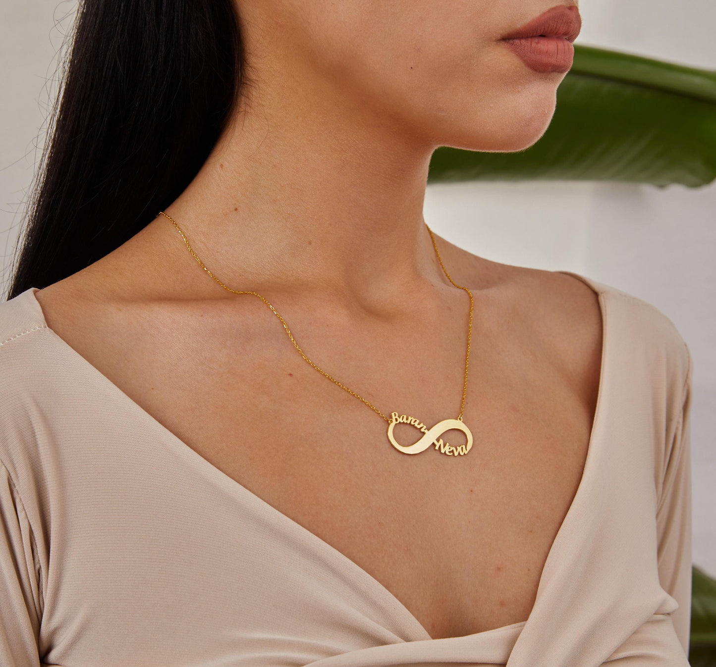 14K Gold Double Names Necklace, Custom Infinity Pendant, Two Names Jewelry, Eternity Name Necklace, Couple Necklace, Christmas Gift For Her-1800139375