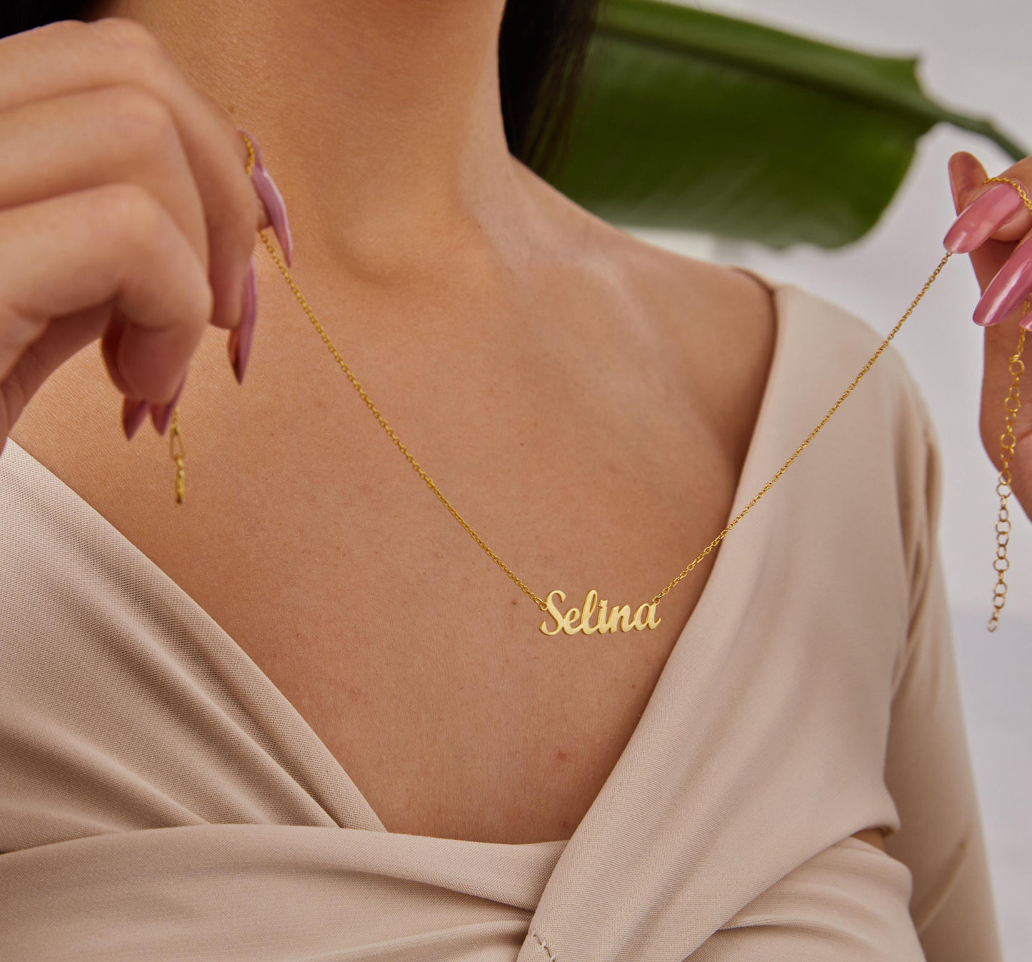 14K Solid Gold Name Necklace, Custom Women Jewelry, Personalized Name Necklace, Minimalist Handmade Necklace, Christmas Gifts, Gift For Her-1780673620