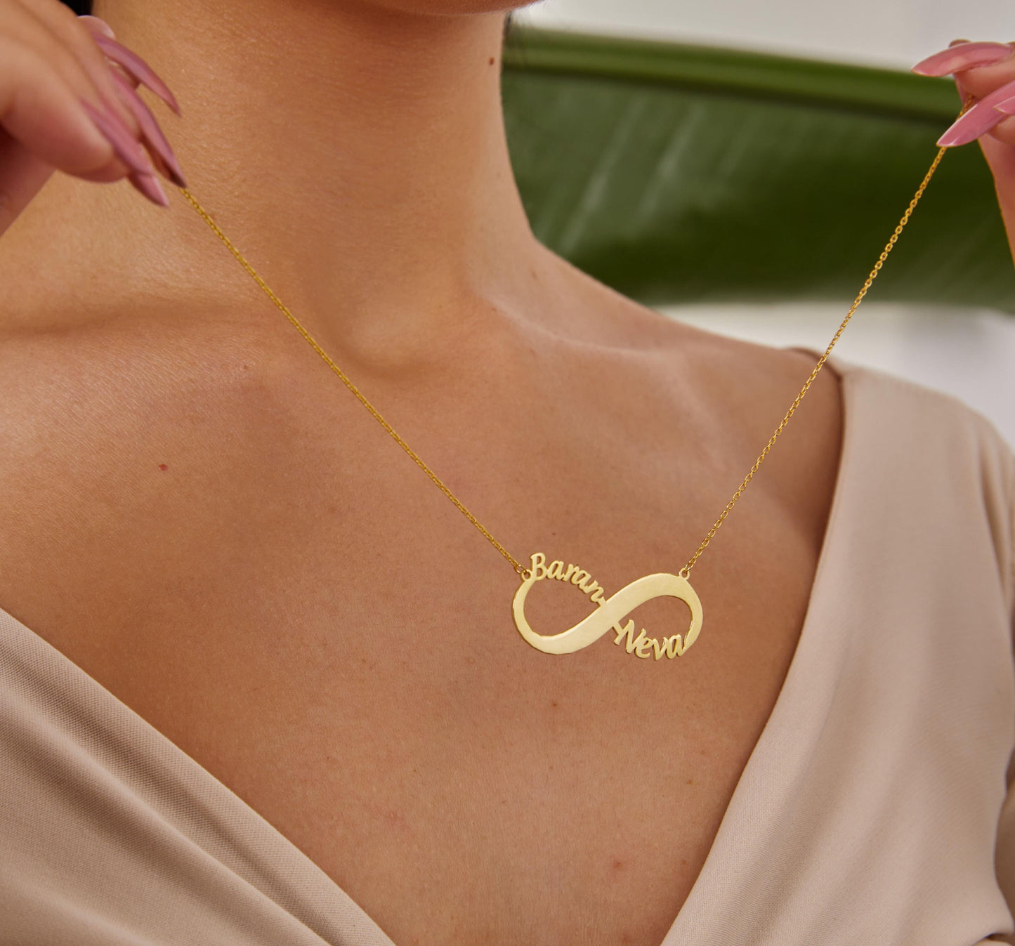 14K Gold Double Names Necklace, Custom Infinity Pendant, Two Names Jewelry, Eternity Name Necklace, Couple Necklace, Christmas Gift For Her-1800139375