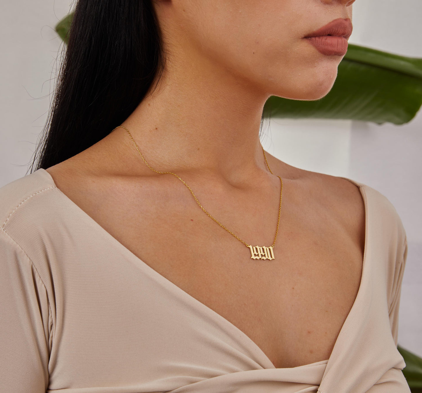 14K Gold Date Name Necklace, Personalized Number Jewelry, Custom Date Necklace, Gold Number Pendant, Halloween Gift, Christmas Gold Jewelry-1803010823