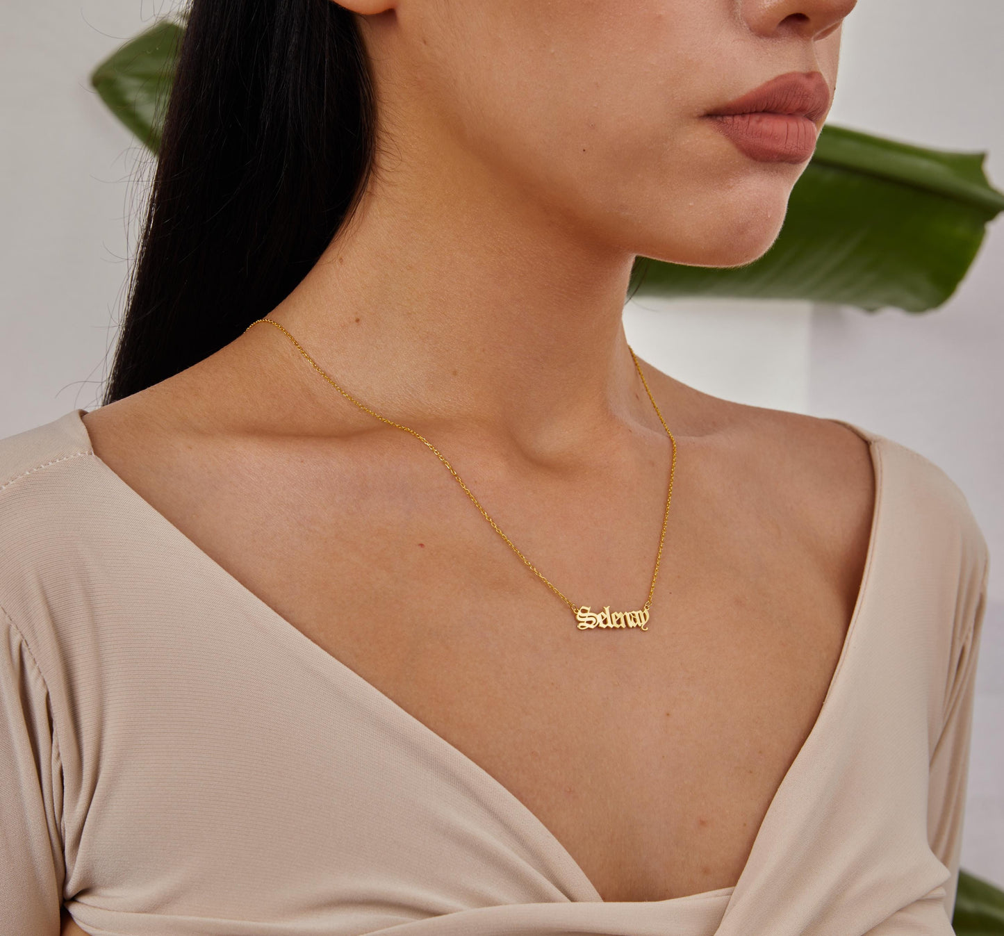 14K Gold Name Necklace, Personalized Name Jewelry, Custom Name Necklace, Solid Gold Pendant, Halloween Gift, Christmas Trend Jewelry-1803008611