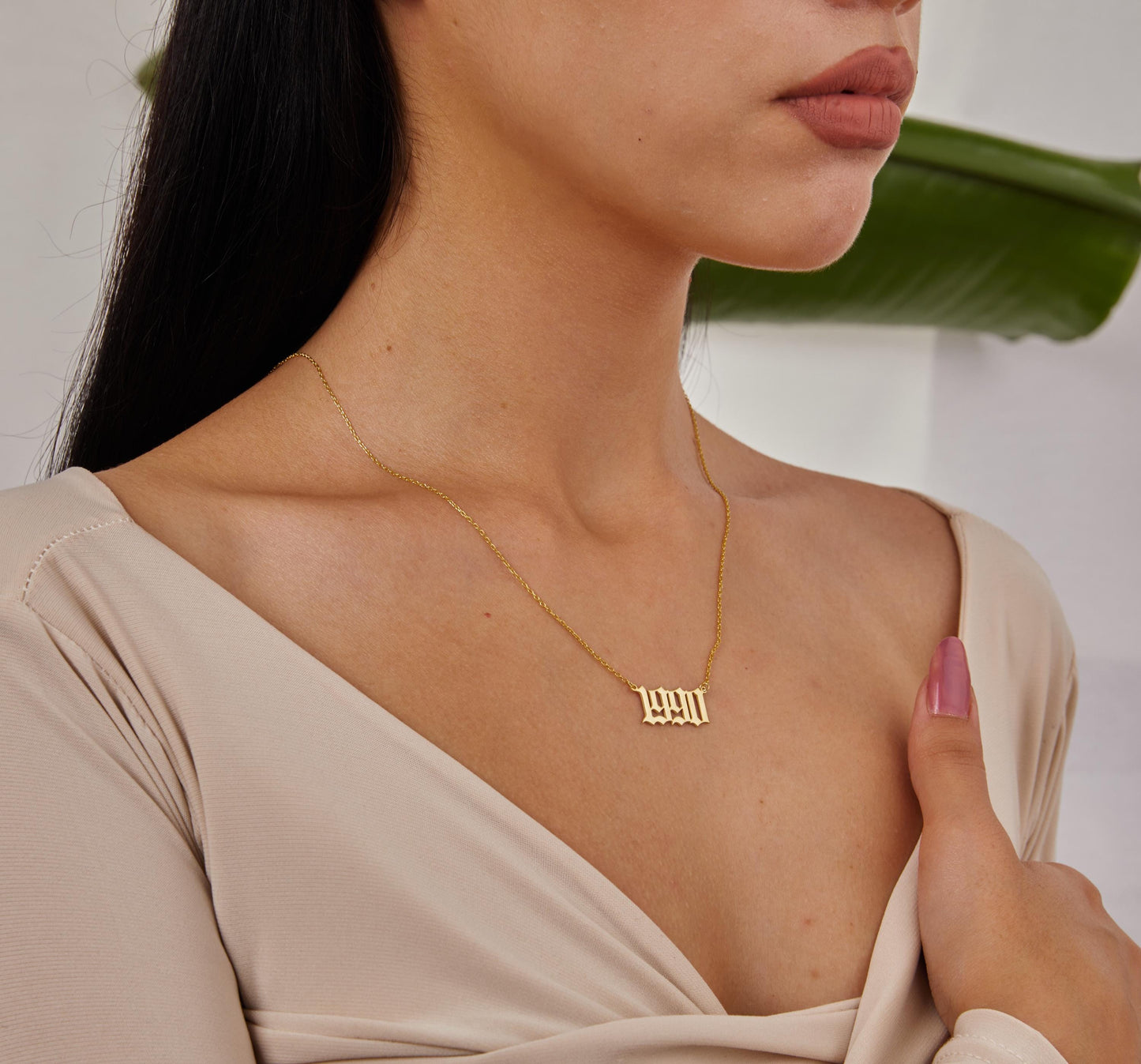 14K Gold Date Name Necklace, Personalized Number Jewelry, Custom Date Necklace, Gold Number Pendant, Halloween Gift, Christmas Gold Jewelry-1803010823