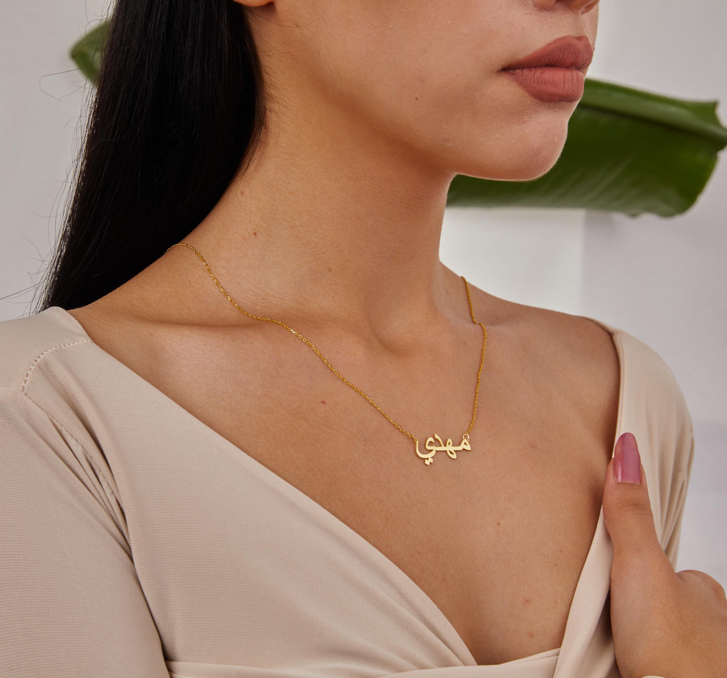 14K Gold Arabic Name Necklace, Personalized Name Jewelry, Custom Arabic Necklace, Solid Gold Pendant, Halloween Gift, Christmas Gold Jewelry-1788809408
