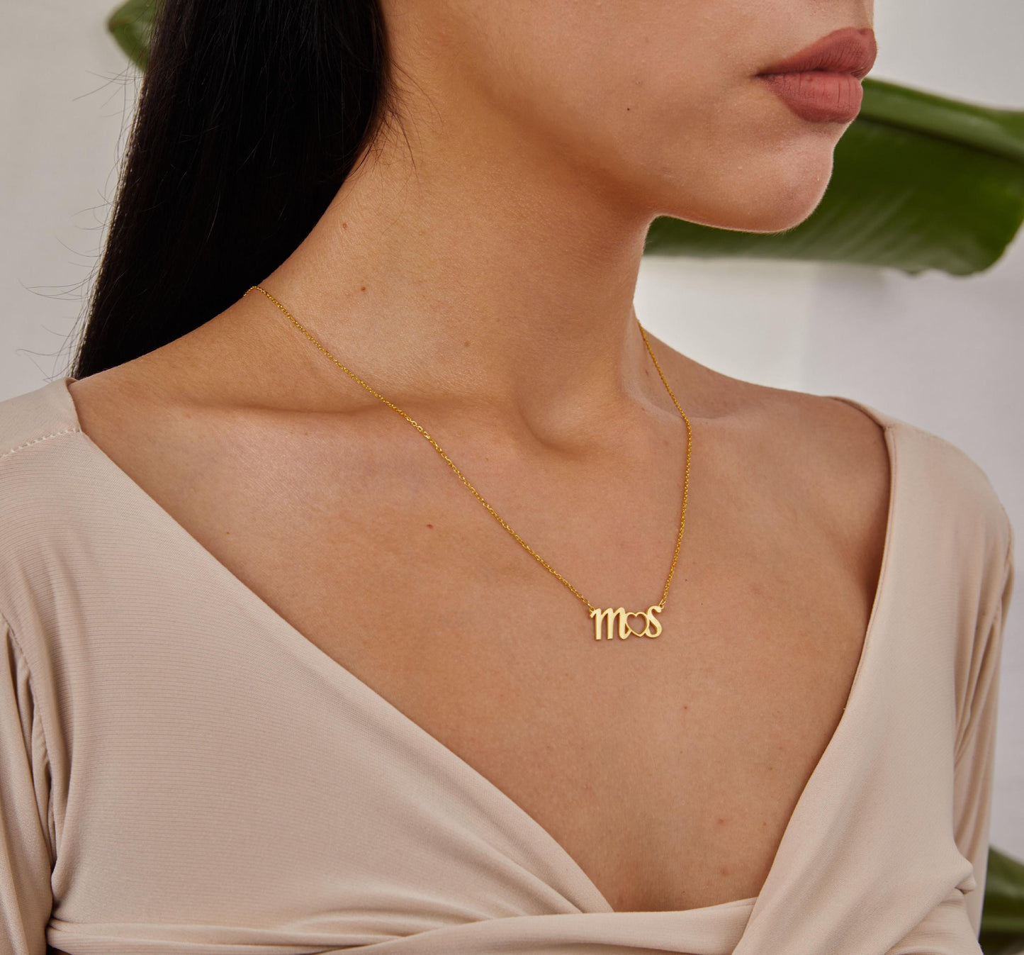 Gold Double Letters Necklace, Heart Pendant, Two Initials Jewelry, Custom Letter Necklace, Personalized Jewelry, Christmas Gifts For Women-1798987219