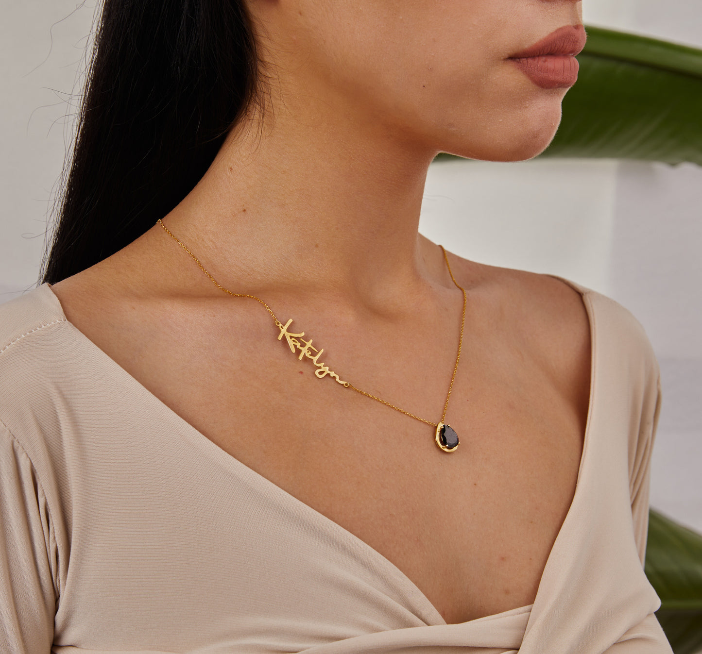 Gold Name Jewelry, Birthstone Pendant, Custom Birth Month Necklace, Gemstone 14K Gold Jewelry, Handmade Gifts, Christmas Gift For Women-1782833688