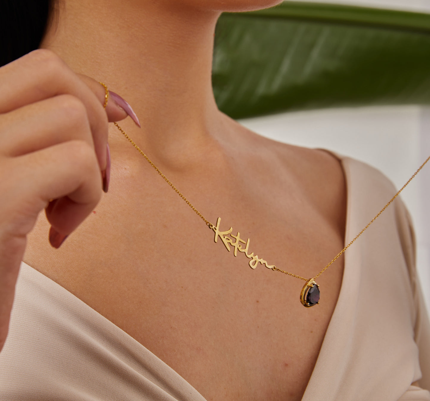 Gold Name Jewelry, Birthstone Pendant, Custom Birth Month Necklace, Gemstone 14K Gold Jewelry, Handmade Gifts, Christmas Gift For Women-1782833688