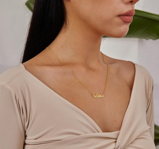 14K Solid Gold Name Necklace, Custom Women Jewelry, Personalized Name Necklace, Minimalist Handmade Necklace, Christmas Gifts, Gift For Her-1780673620