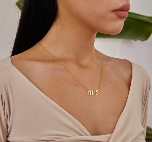Gold Double Letters Necklace, Heart Pendant, Two Initials Jewelry, Custom Letter Necklace, Personalized Jewelry, Christmas Gifts For Women-1798987219