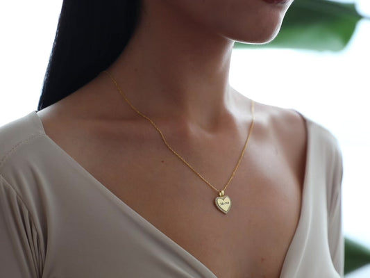 Gold Heart Plate Name Necklace, Personalized Jewelry, Stone Heart Pendant, Diamond Heart Necklace, Engraved Name, Christmas Gifts For Her-1785932374