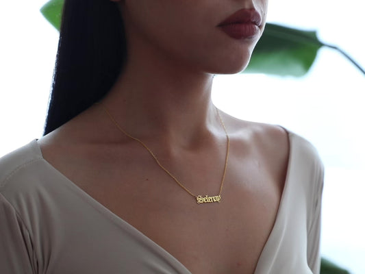 14K Gold Name Necklace, Personalized Name Jewelry, Custom Name Necklace, Solid Gold Pendant, Halloween Gift, Christmas Trend Jewelry-1803008611