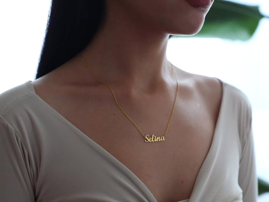 14K Solid Gold Name Necklace, Custom Women Jewelry, Personalized Name Necklace, Minimalist Handmade Necklace, Christmas Gifts, Gift For Her-1780673620